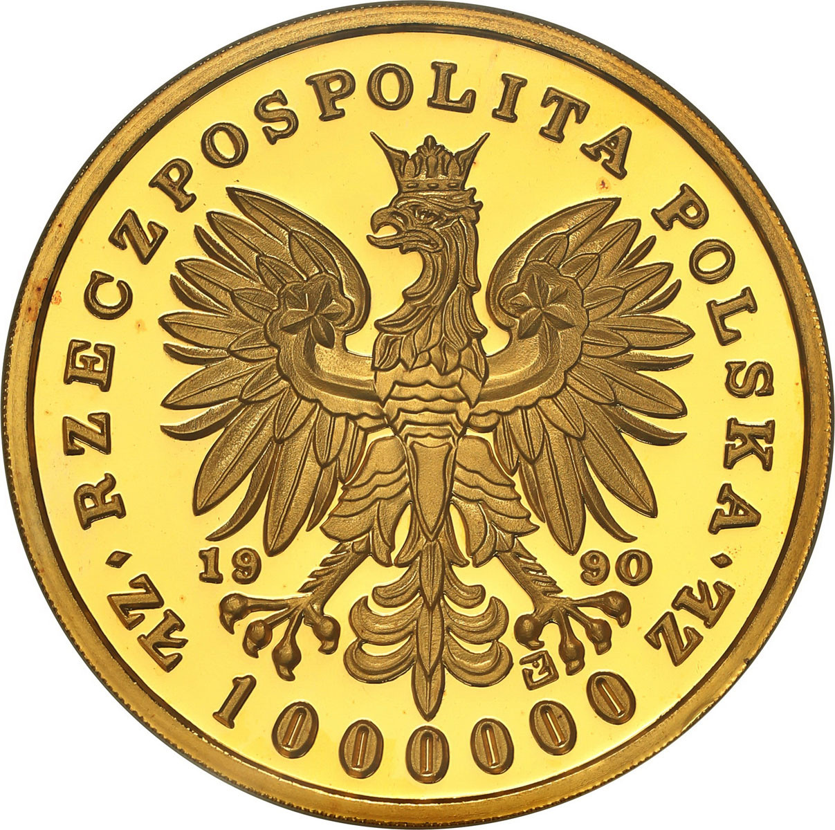 TRYPTYK Złoto 1.000.000 złotych 1990 Fryderyk Chopin NGC PF65 ULTRA CAMEO (MAX) – NAKŁAD 1 SZTUKA! 12 Uncji Złota